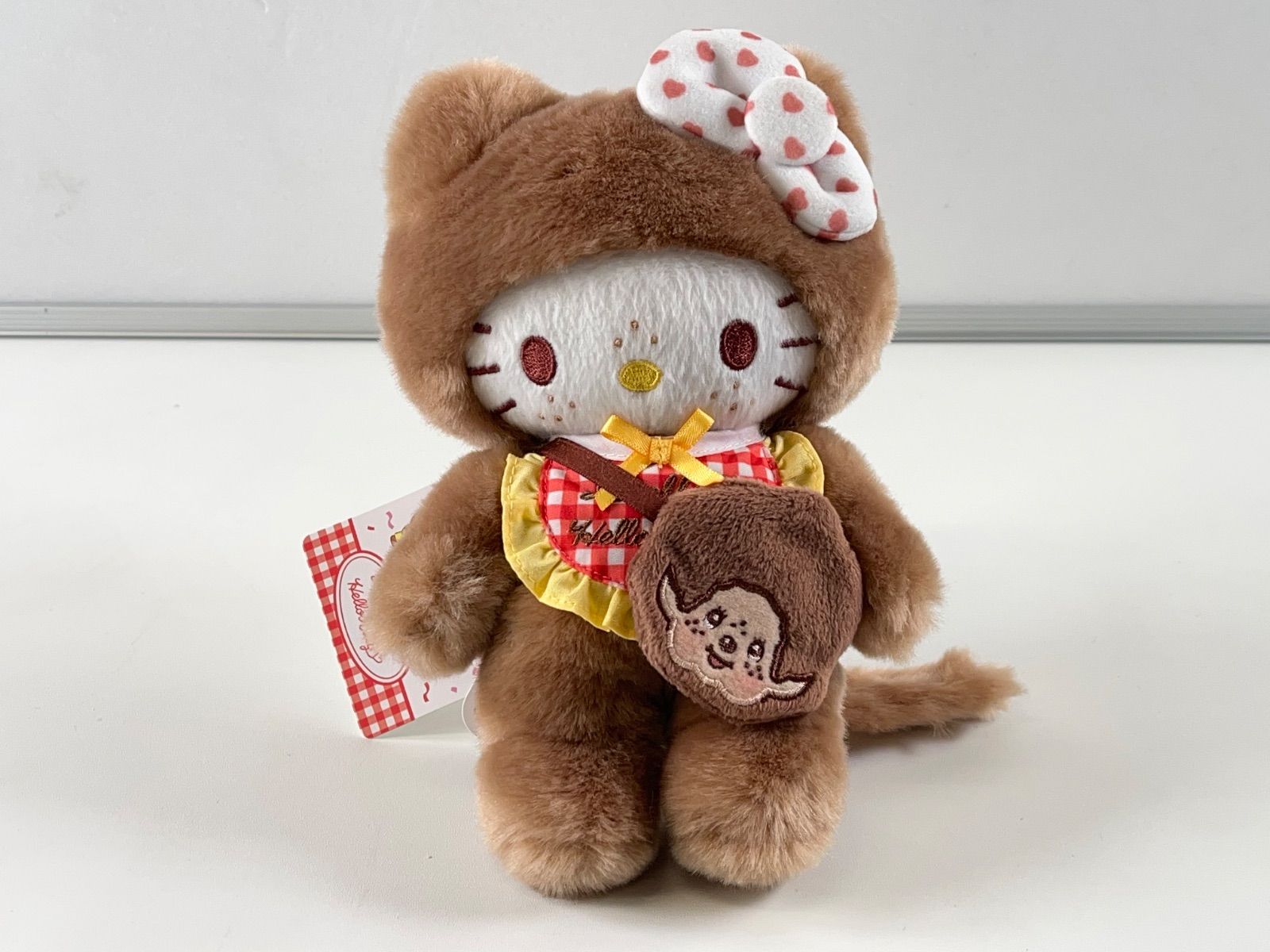 ☆新品 希少 ハローキティ×モンチッチ コラボ ぬいぐるみ S ギンガム