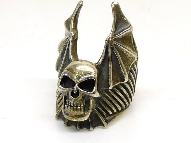 3F 3 ノーブランド ☆ シルバー 925 スカル コウモリ リング 指輪 19号