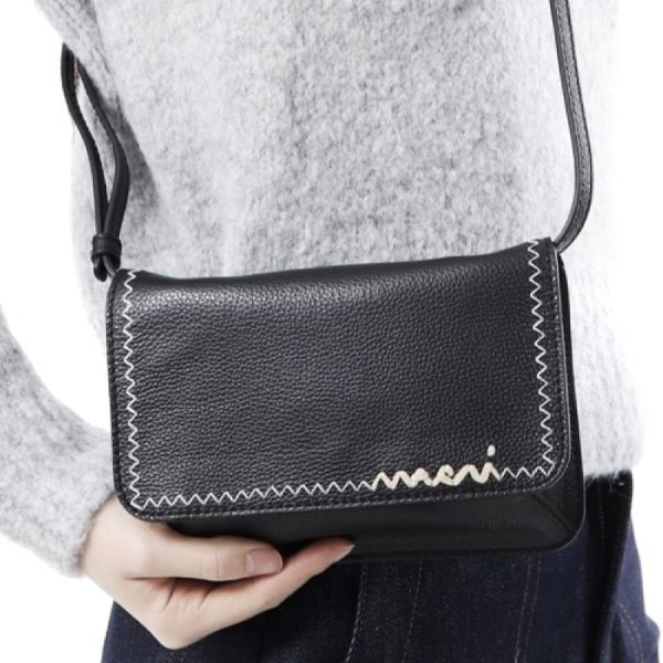 新品 MARNI マルニ 25SS イタリア製 Mending Black Leather Shoulder