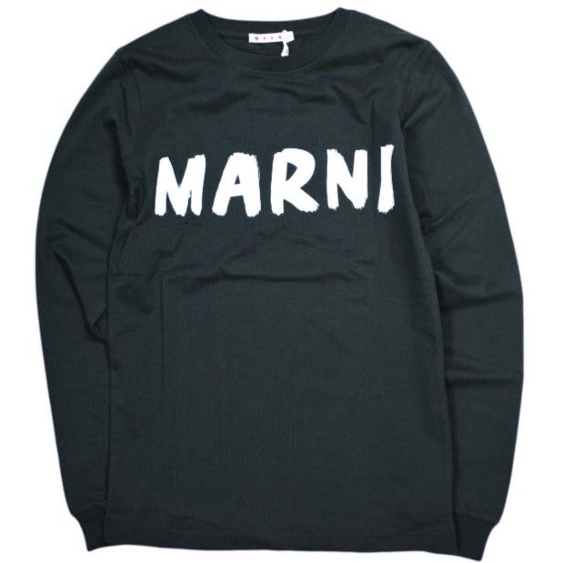 MARNI マルニ 24AW ORGANIC COTTON JERSEY PAINT LOGO L/S TEE ペイントロゴ ロングスリーブTシャツ THJE0294P1 USCS11 38 BLACK(L2N99) 長袖 カットソー 定価59,400円 トップス【新古品】【中古】【MARNI】 新品 MARNI マルニ 24AW ORGANIC COTTON JERSEY PAINT LOGO L/S TEE