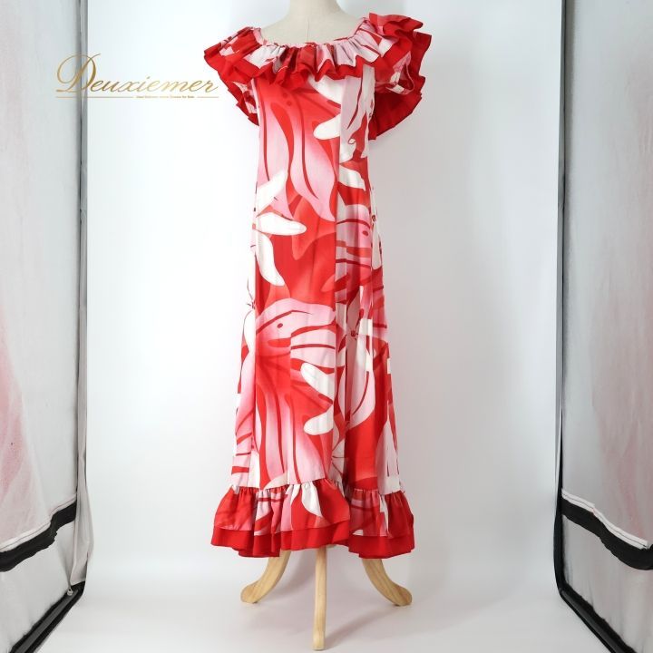 フラダンス 衣装 ワンピース ドレス レッド系 PukalanuFashion ハワイ
