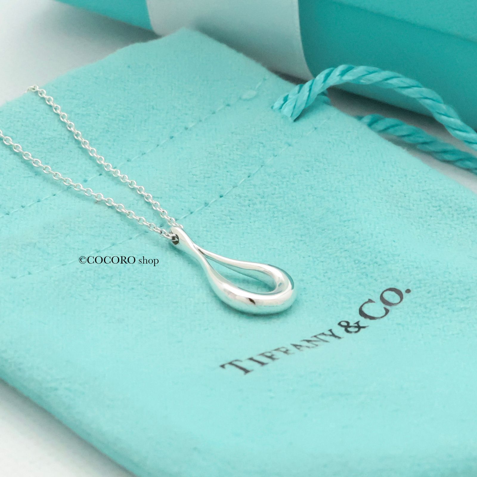 TIFFANY&Co. 極美品 オープン ティアドロップ ネックレス Ag925 美品】ティファニー TIFFANY&Co. オープン ティアドロップ エルサ