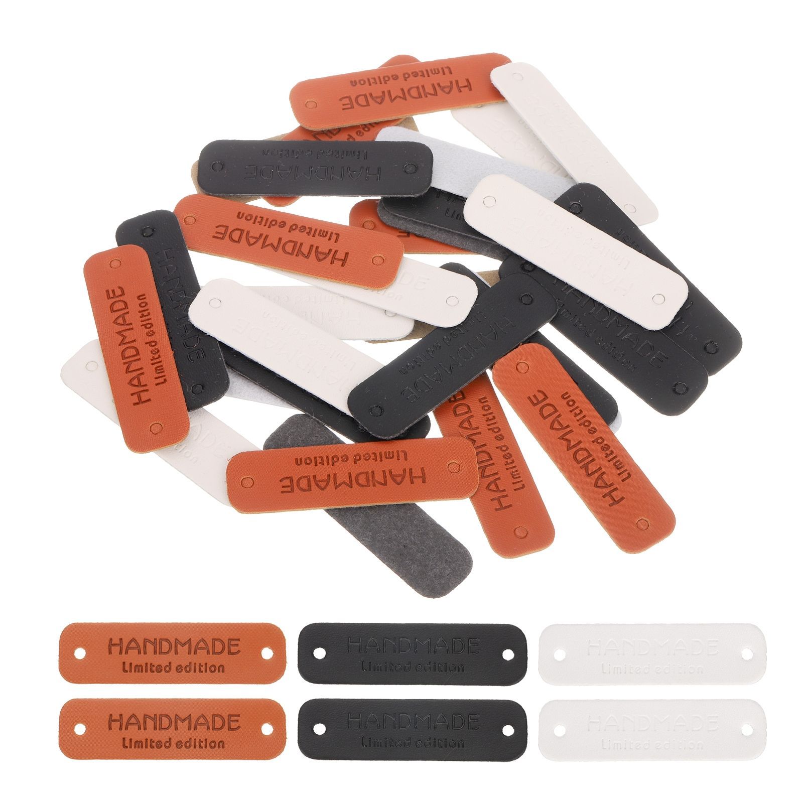 uxcell 手作りの革ラベル PUレザー 手作りタグボタン 穴付き エンボス