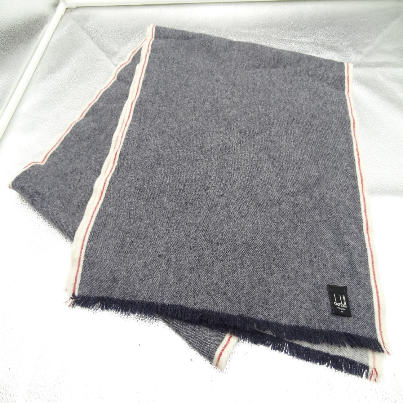 dunhill ダンヒル マフラー ストール ネイビー系 赤ライン - メルカリ