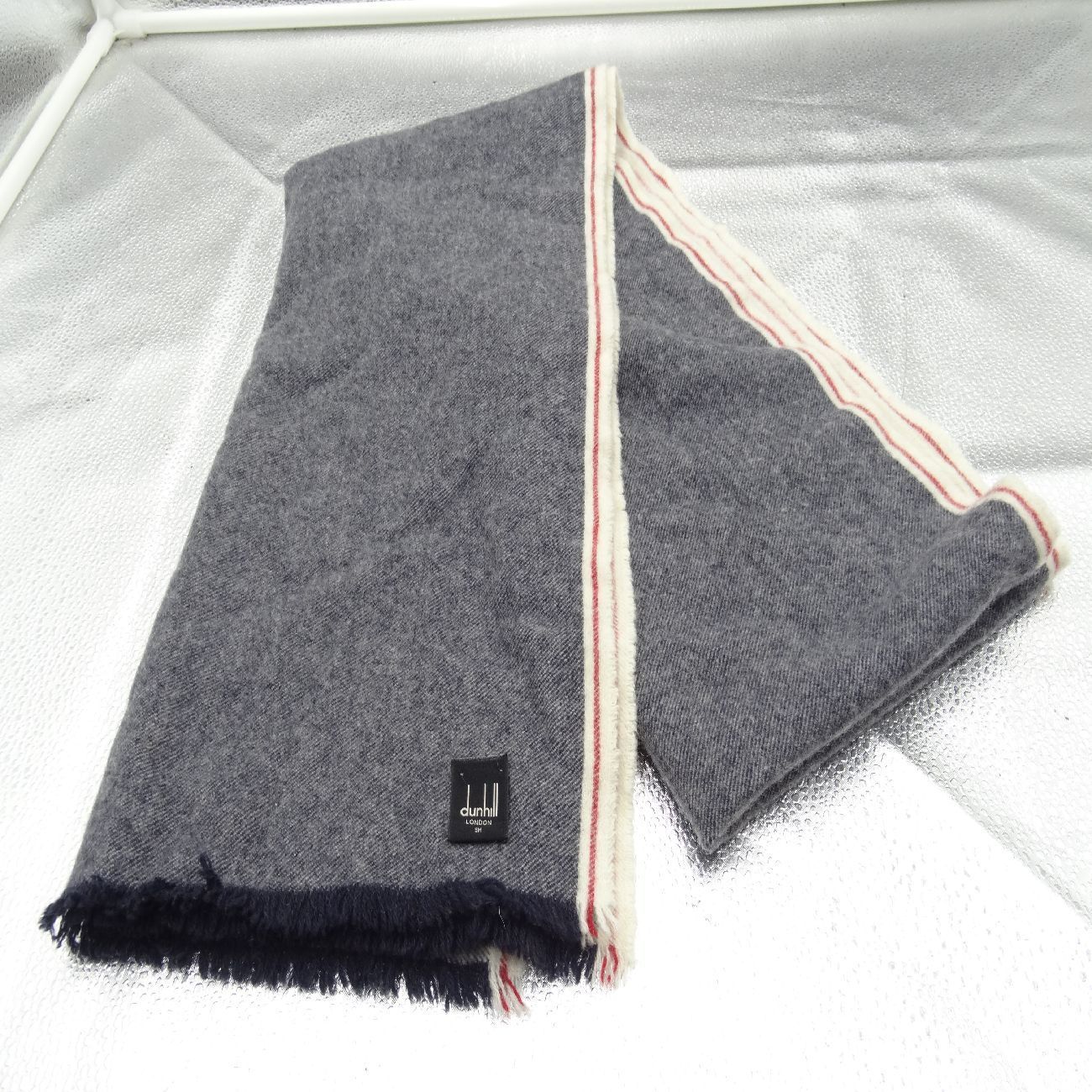 dunhill ダンヒル マフラー ストール ネイビー系 赤ライン - メルカリ