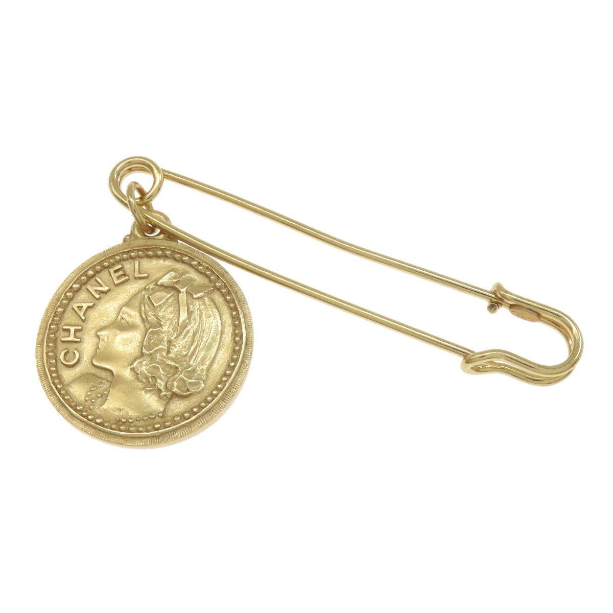 CHANEL シャネル ロゴ ピンブローチ ブローチ 金属製 レディース [中古