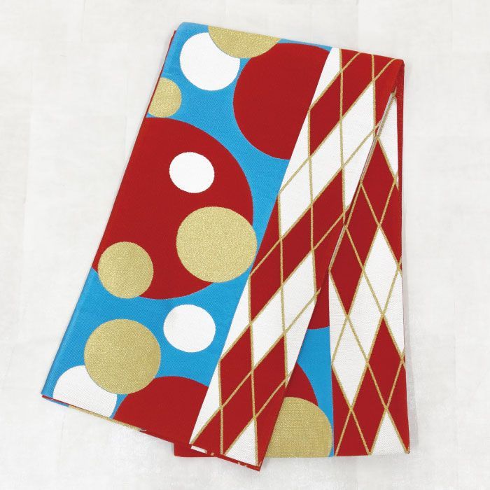 袋帯 中古 正絹 西陣織 振袖 成人式 六通 水玉 菱型 モダン - メルカリ