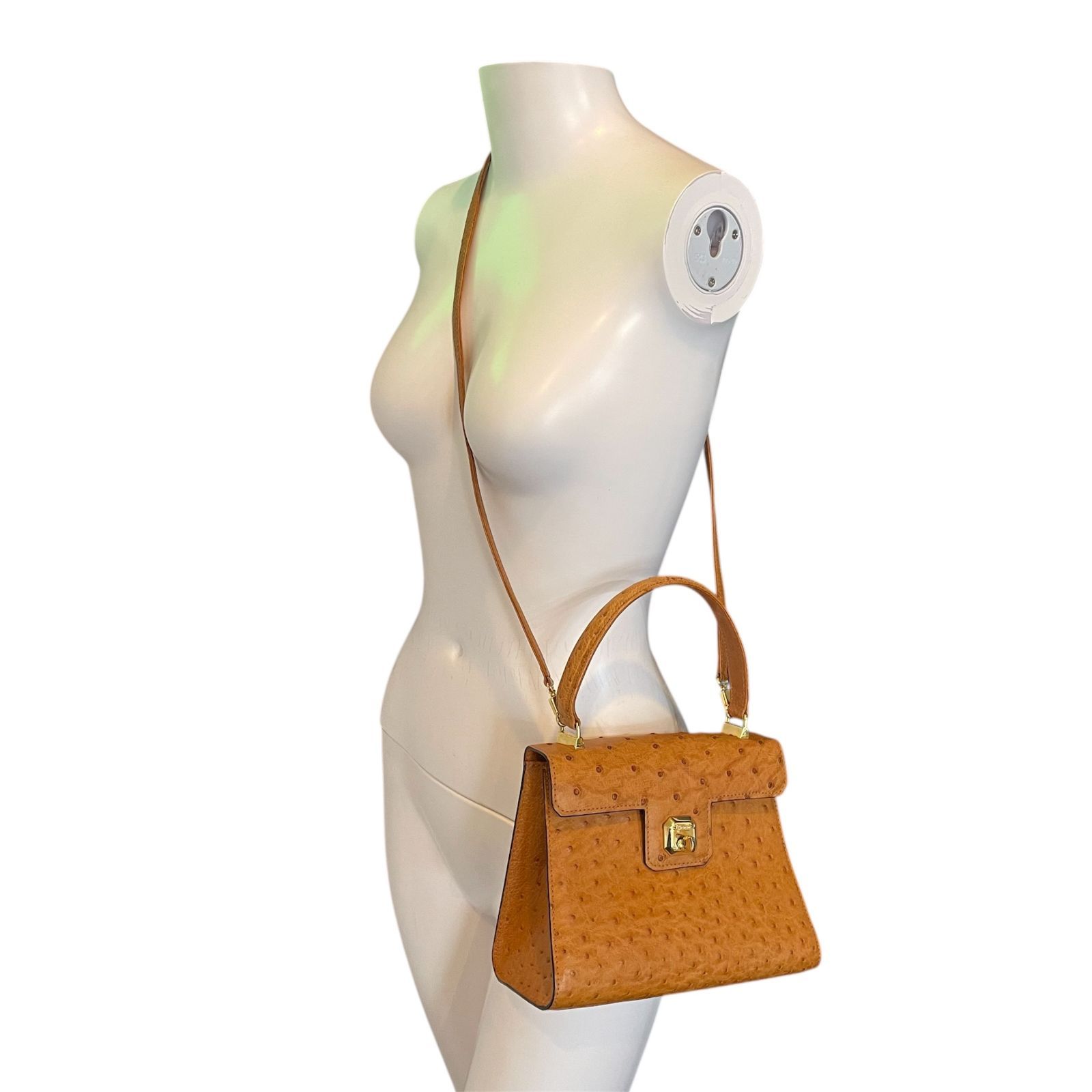 美品 Herno ヘルノ レザー オーストリッチ 2WAY ミニ ハンド 