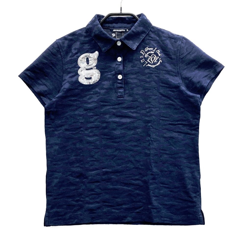 サイズ：38 ZOY ゾーイ 半袖ポロシャツ 総柄 ネイビー系 [240101613444