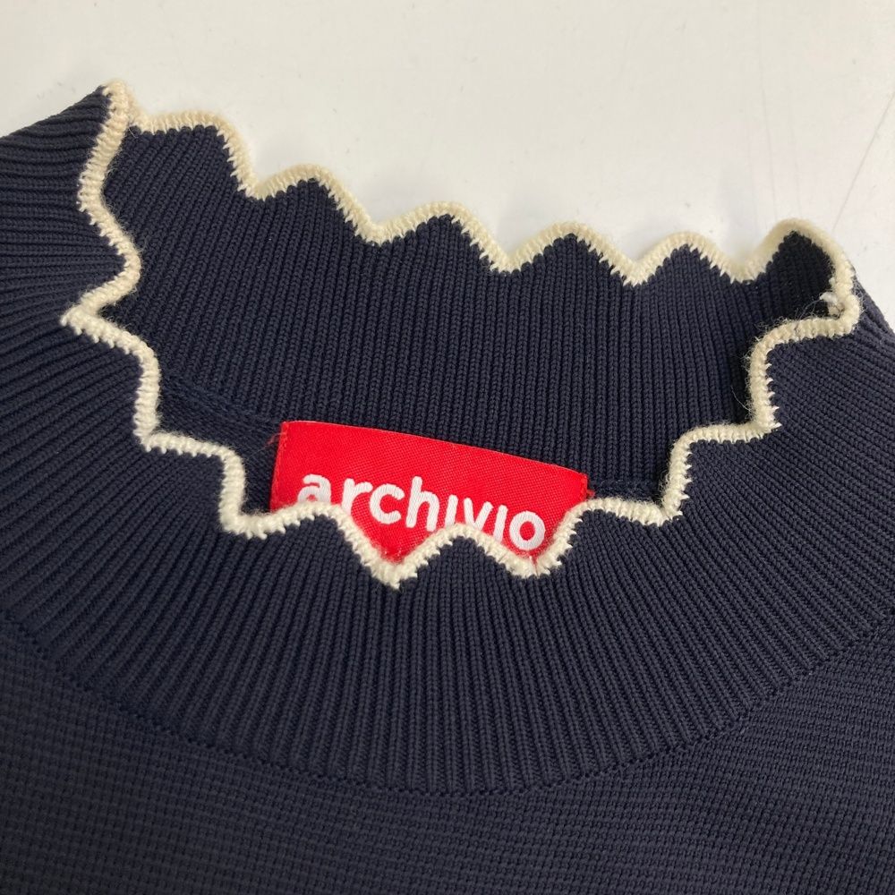サイズ：36 ARCHIVIO アルチビオ モックネック スカラップ ニット