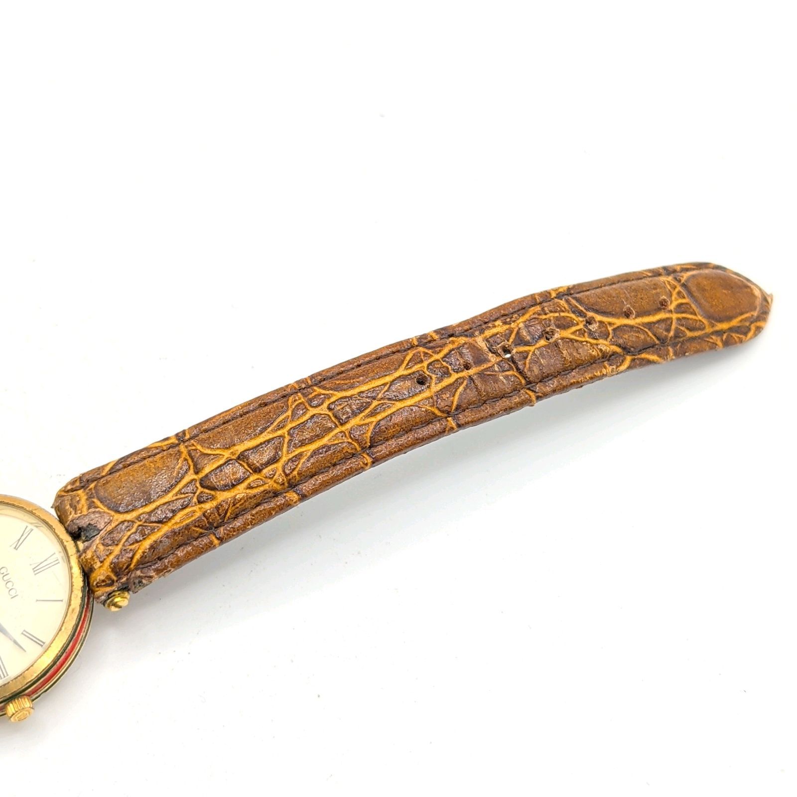 GUCCI Web Stripe Watch Ladies Quartz Round Gold Y2K 00S Vintage 