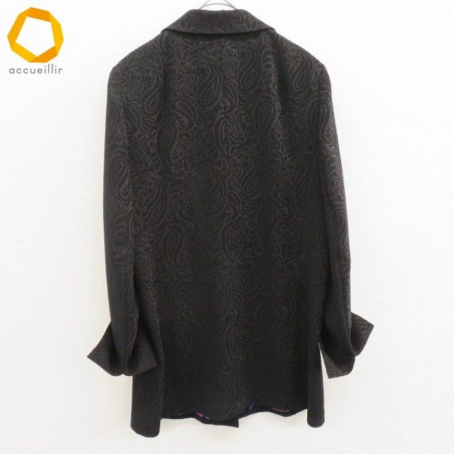 大きいサイズ 伊太利屋 テーラードジャケット アルパカ ウール シルク 刺繍 イタリヤ 伊太利屋 ジャケット テーラード ペイズリー デザインボタン