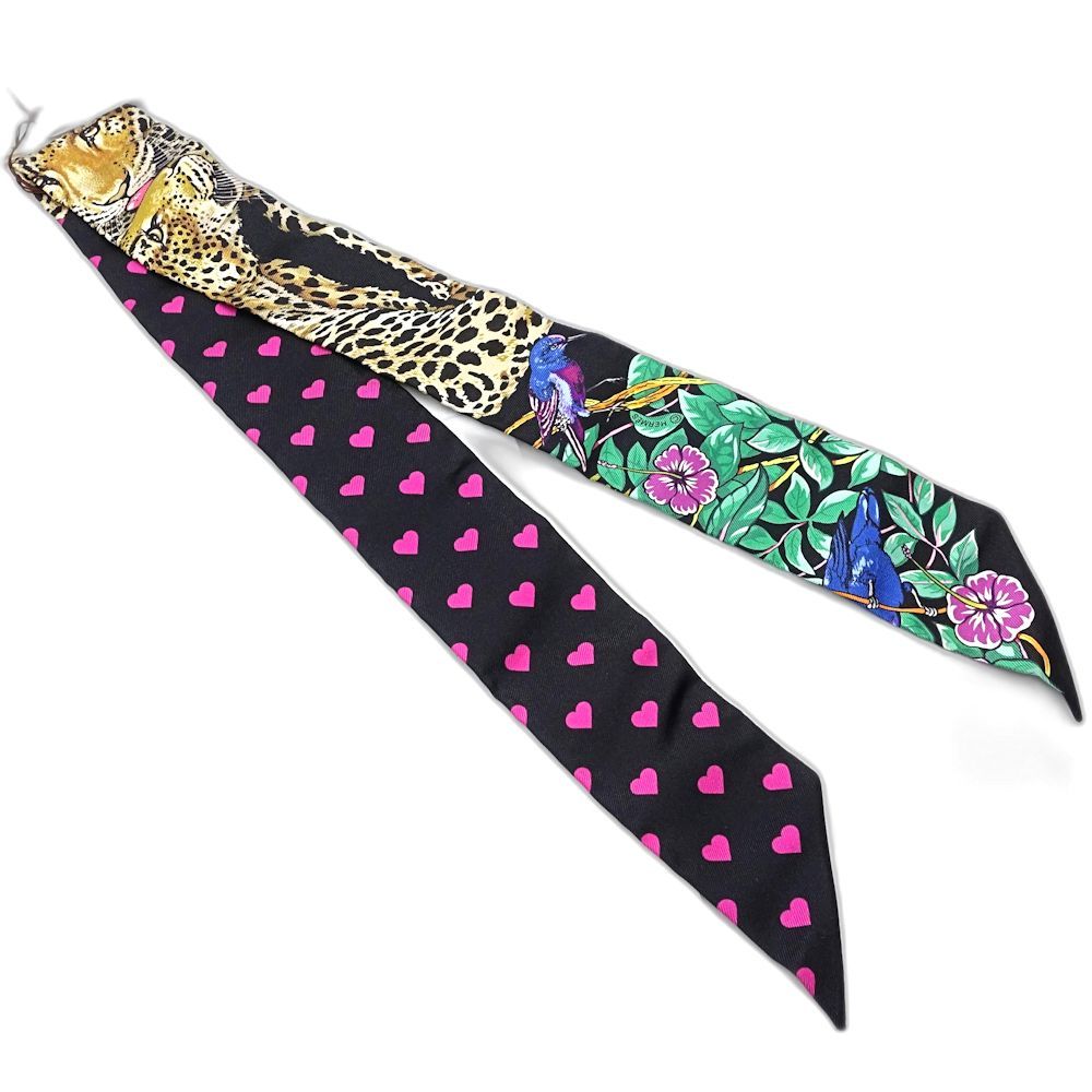 HERMES エルメス スカーフ ツイリー ジャングルラブ シルク ブラック