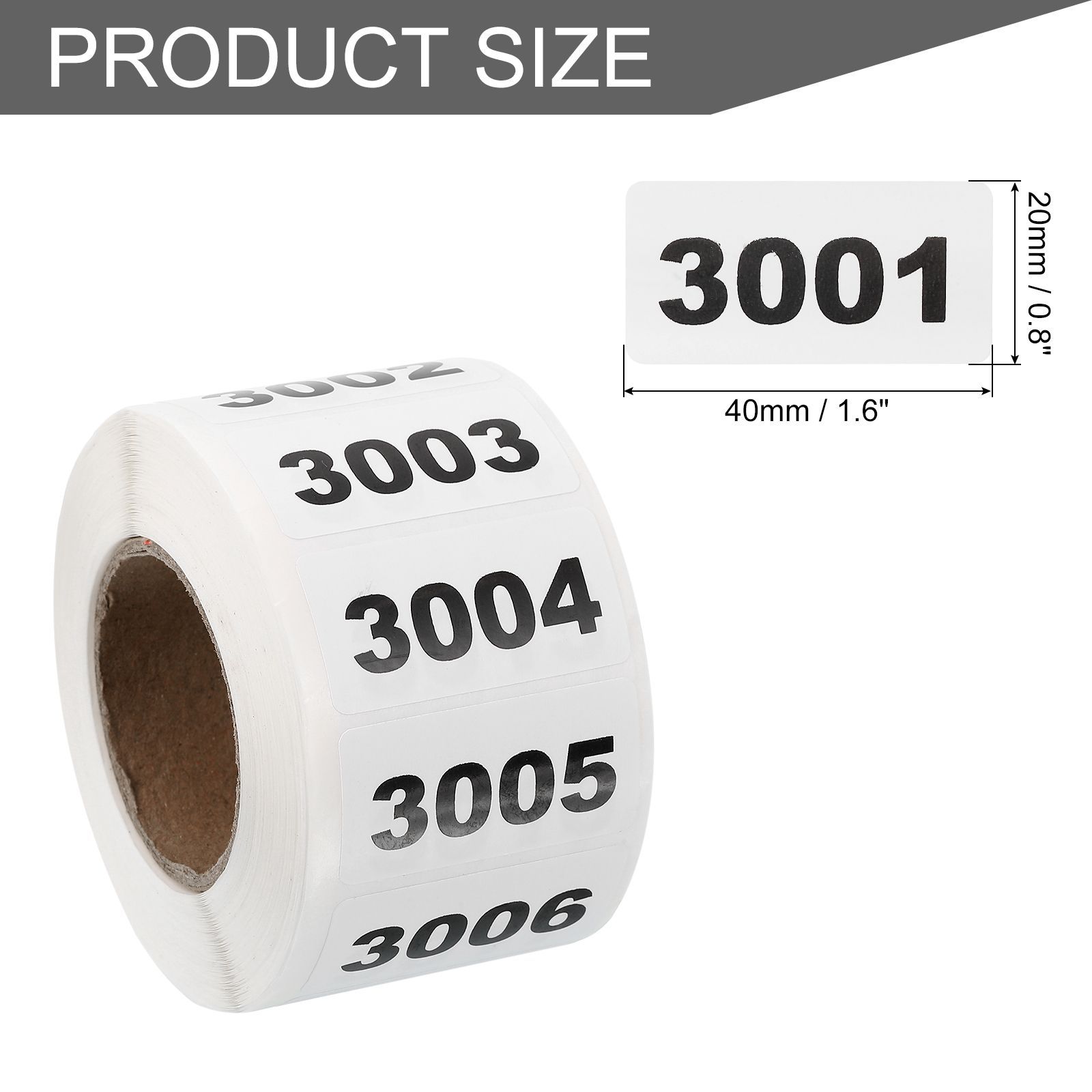 uxcell 1ロール在庫番号ステッカー 3001-4000連番ラベル自己粘着防水