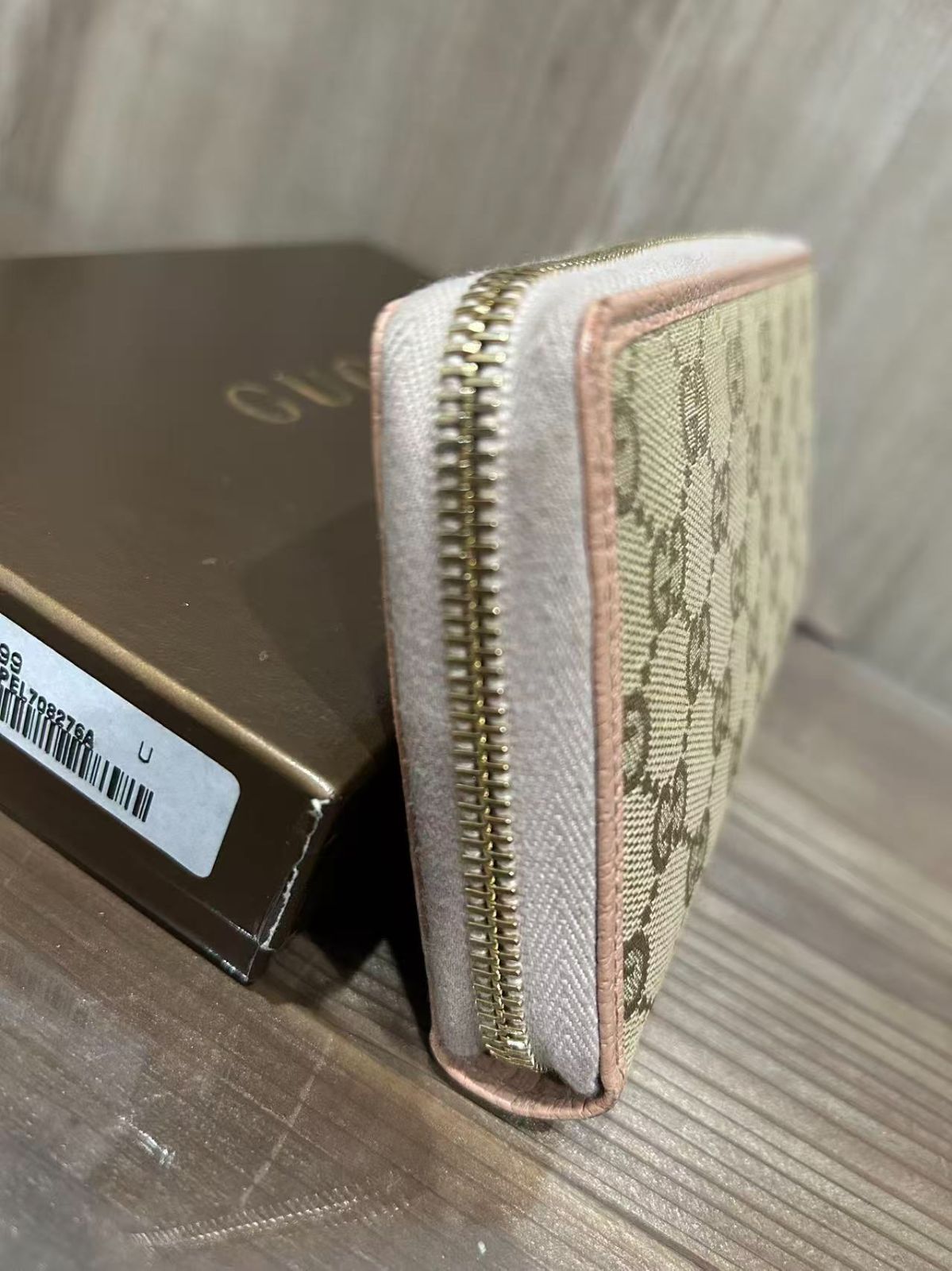 中古美品正規品 GUCCI GGパターン 長財布 ベージュ/ピンク - メルカリ