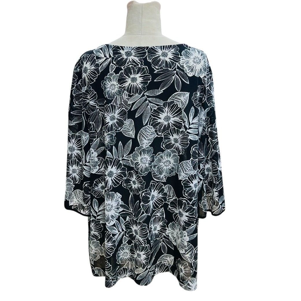 Leilian レリアン レディース トップス 七分袖 チュニック 花柄