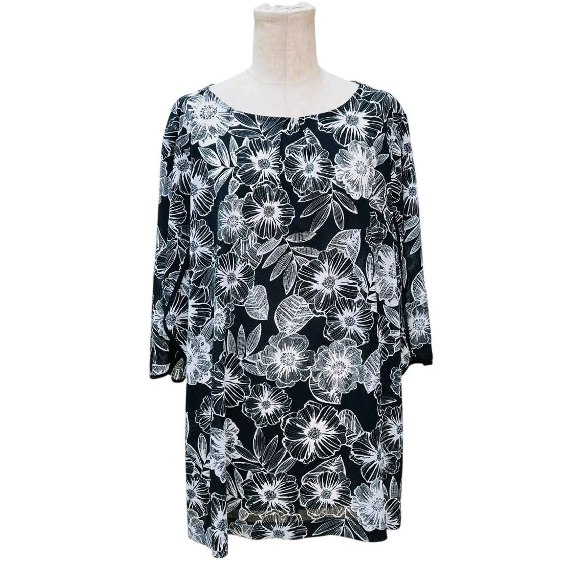 Leilian レリアン レディース トップス 七分袖 チュニック 花柄