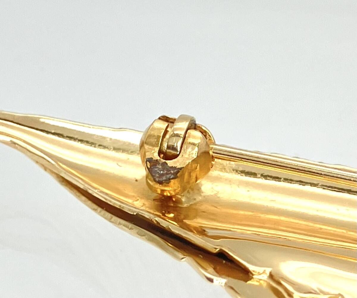 Christian Dior ブローチ 羽モチーフ ディオール ゴールドカラー