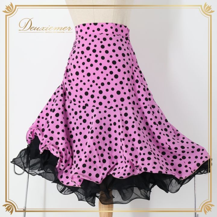 チャコット社交ダンススカート 社交ダンス 衣装 スカート ピンク系 チャコット Chacott 日本製 ドット