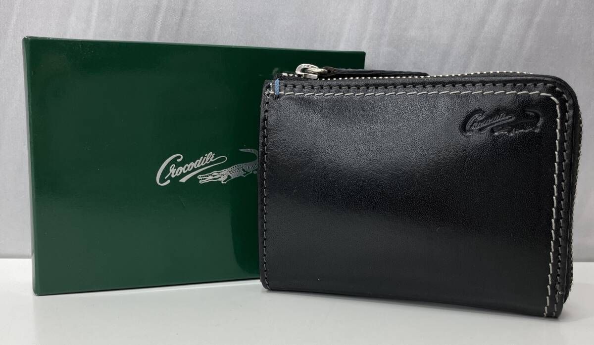 crocodileクロコダイル 小銭入れ カード入れ 黒 ブラック 本革 レザー