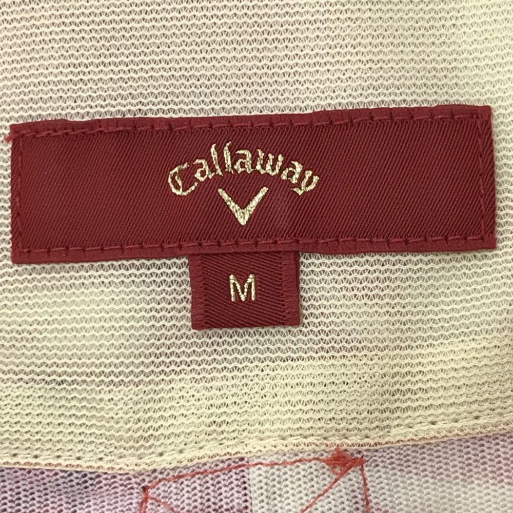 サイズ：M CALLAWAY キャロウェイ  半袖ポロシャツ 総柄 レッド系 [240101613221] ゴルフウェア レディース ストスト CALLAWAY キャロウェイ 半袖ポロシャツ 総柄 レッド系 サイズ：M