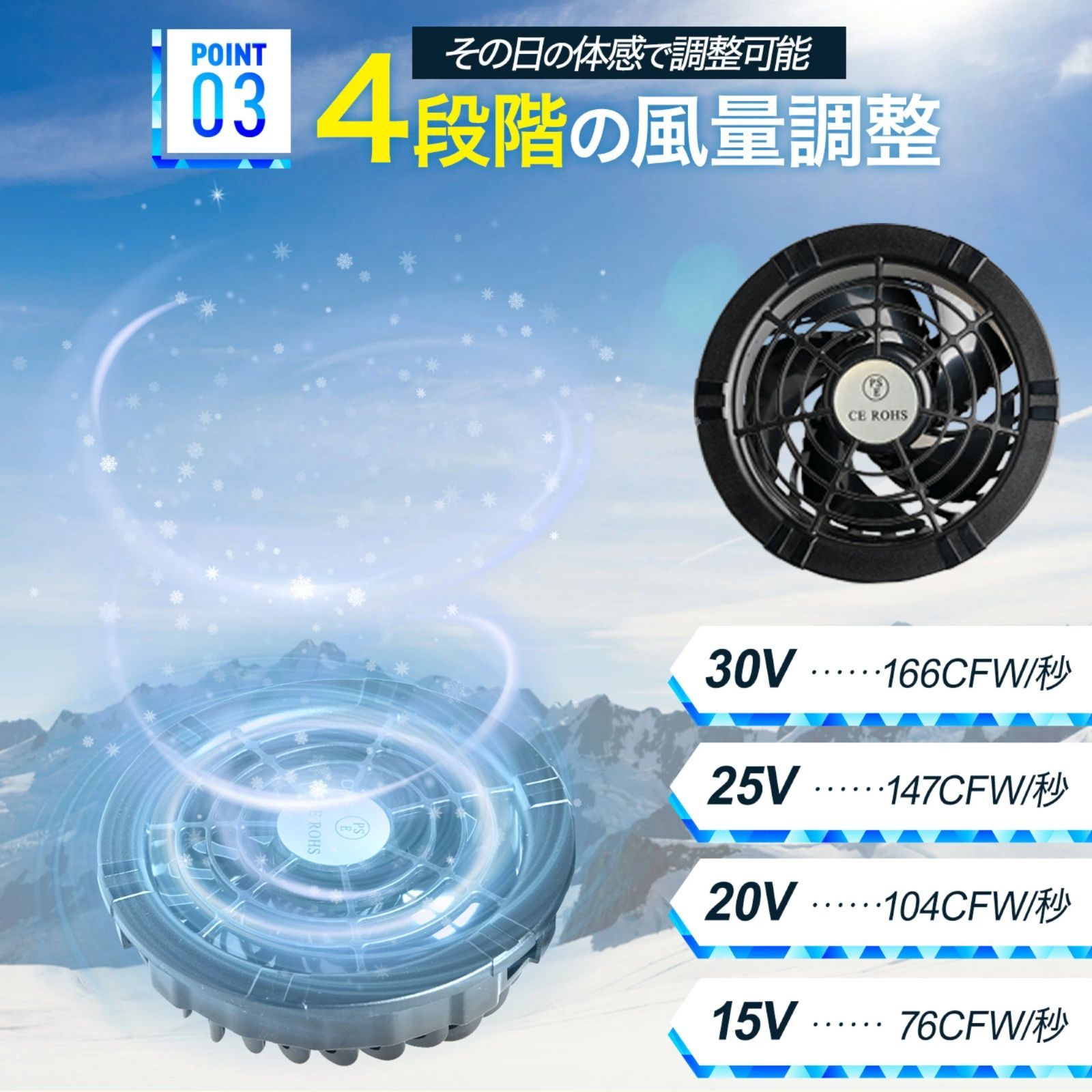 2196 空調ウェア ブルー 2XL 3XL ファン付き 作業服 冷却服 空調作業服