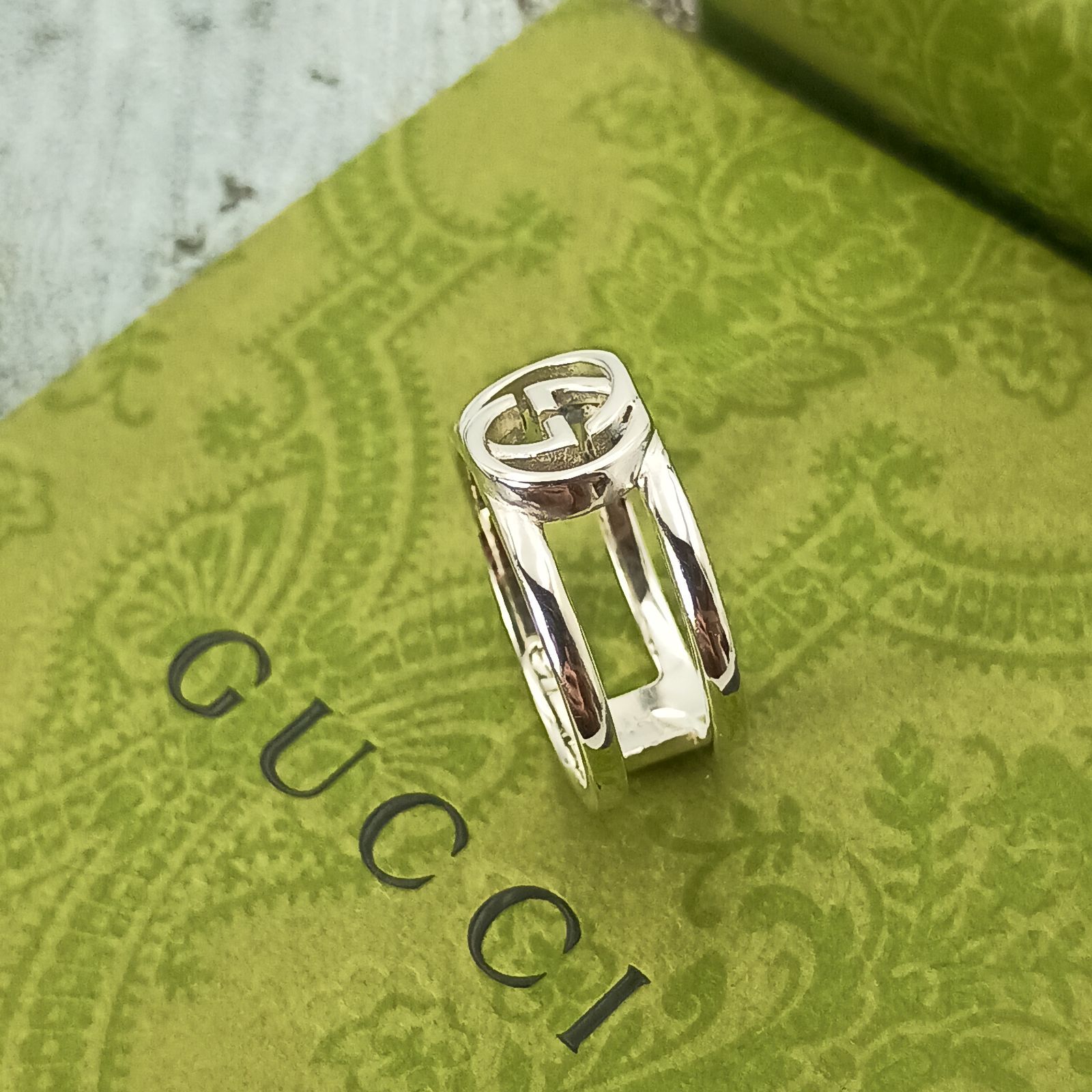 GUCCI グッチ 約17〜18号 インターロッキング リング 指輪 メンズ