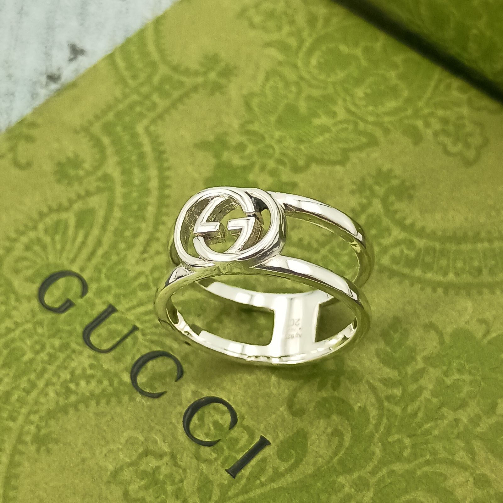 GUCCI グッチ 約17〜18号 インターロッキング リング 指輪 メンズ