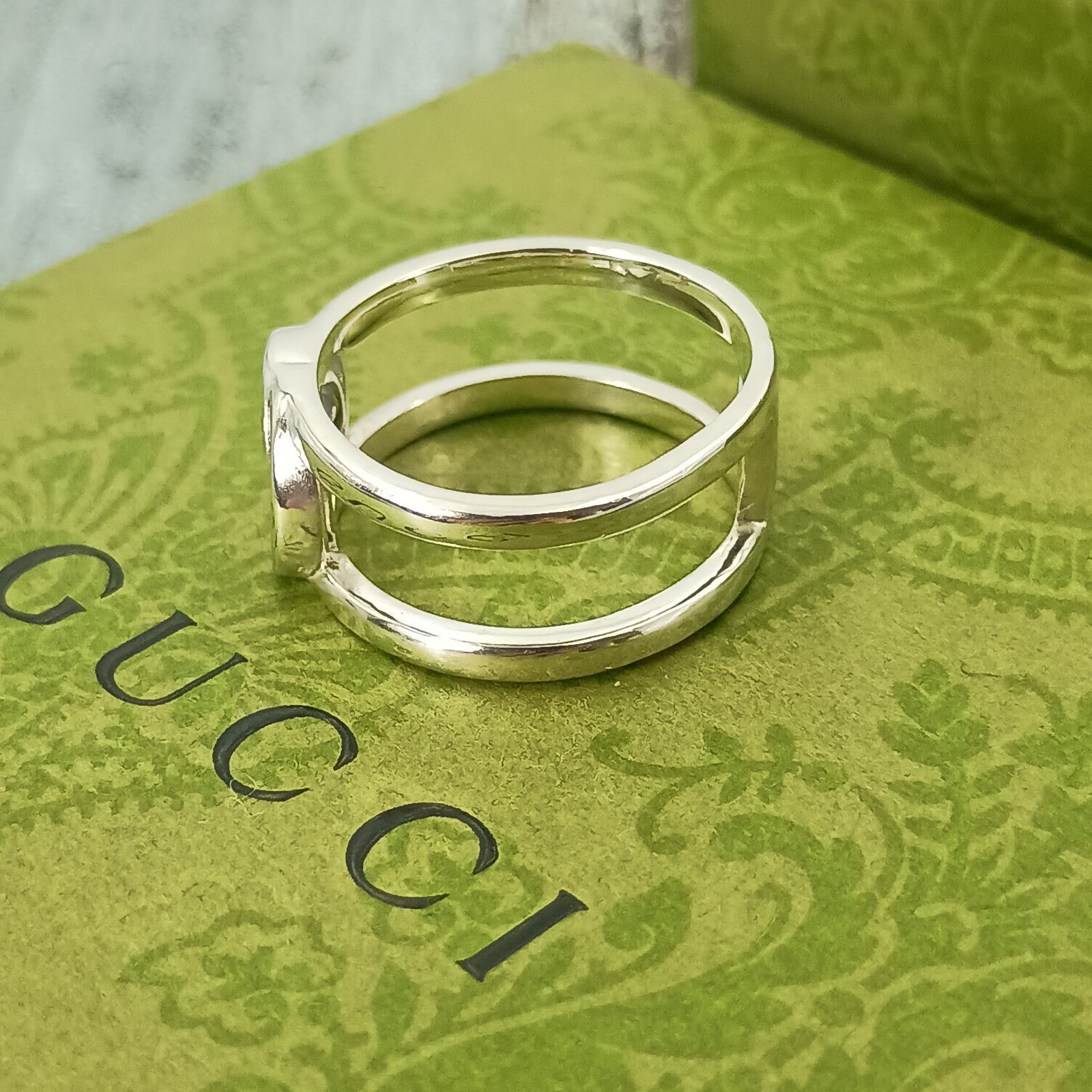 GUCCI グッチ 約17〜18号 インターロッキング リング 指輪 メンズ