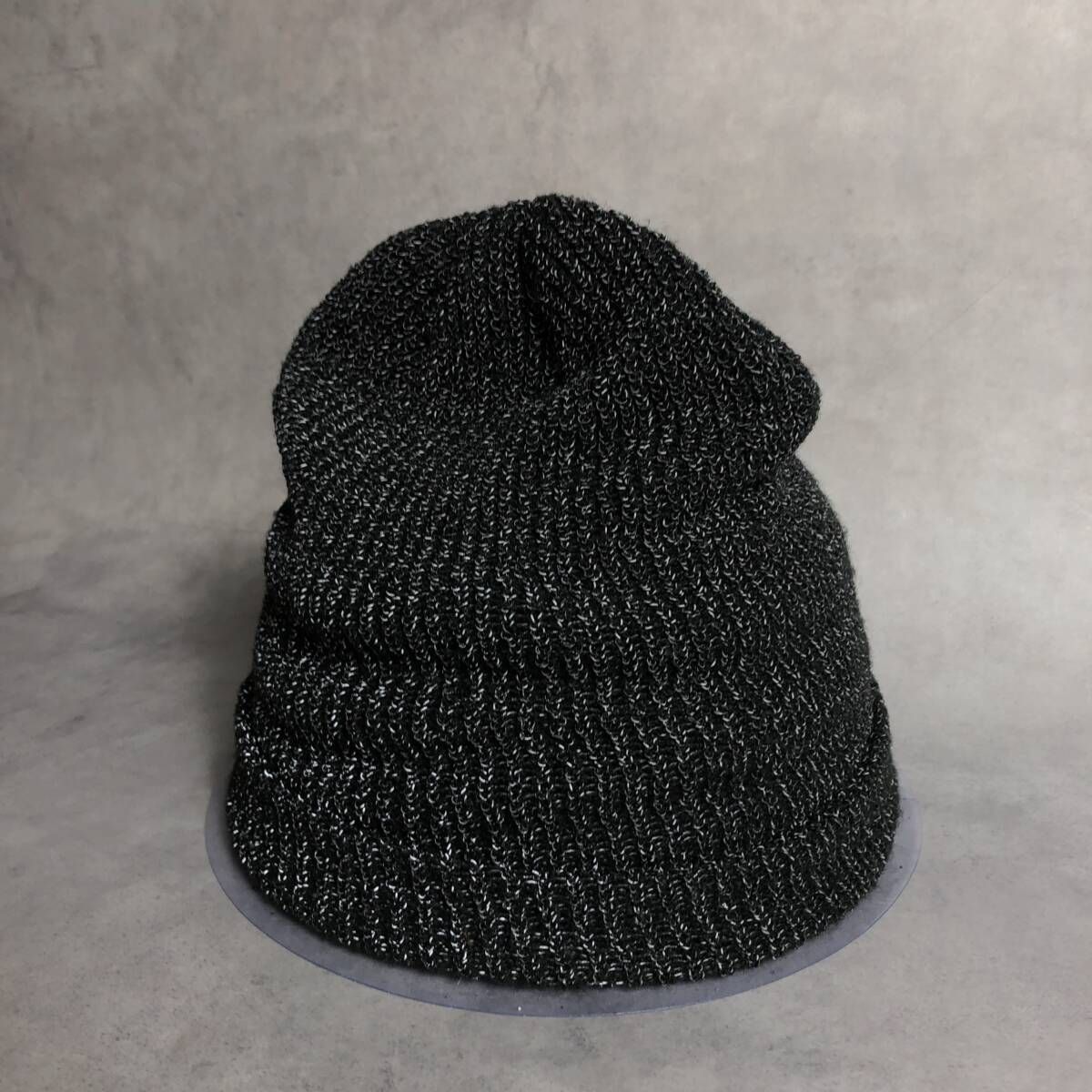 PQ126◇Stussy ： Reflective Yarn Cuff Beanie◇黒 ステューシー