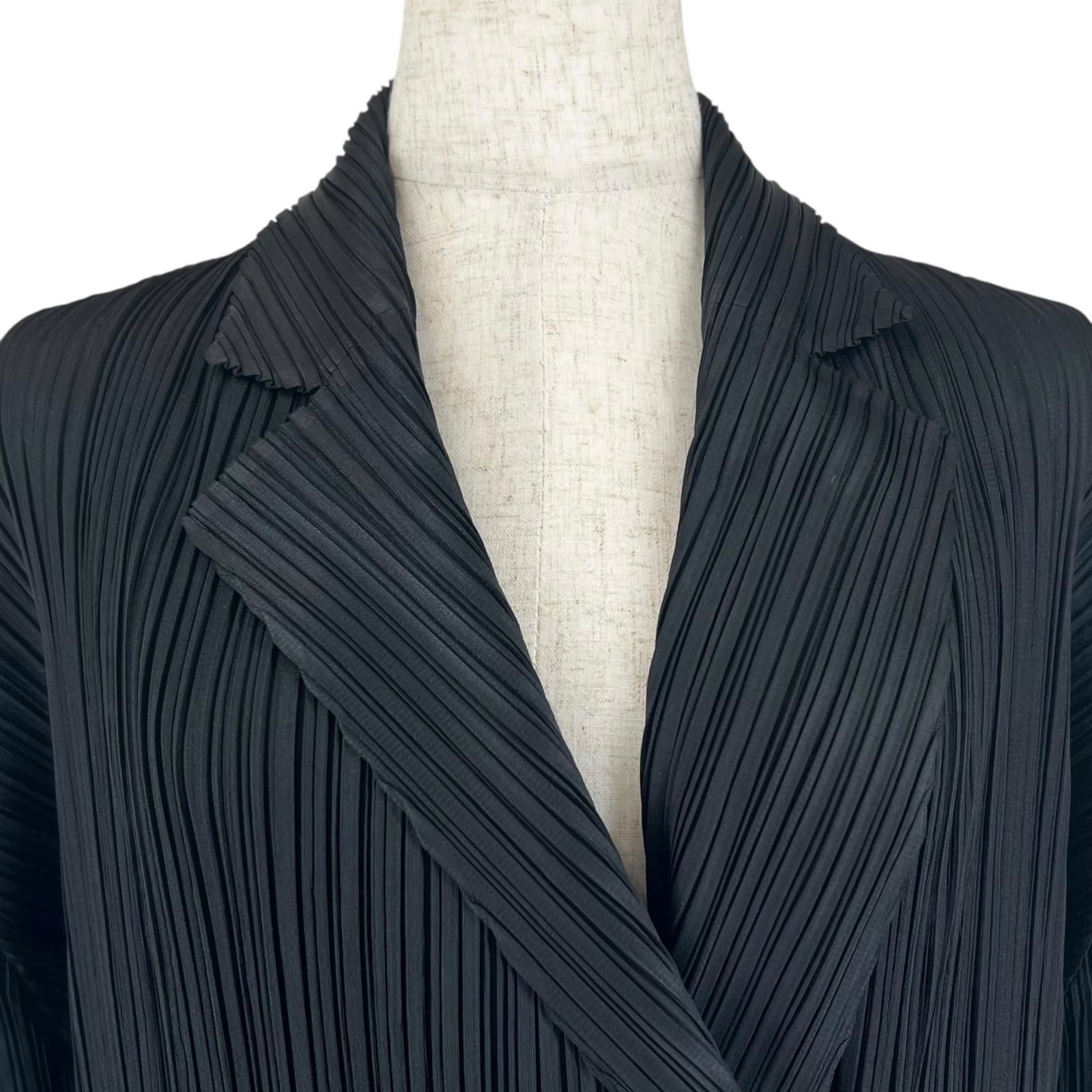イッセイミヤケ　ロングジャケット　ブラック　プリーツ 極美品△PLEATS PLEASE プリーツプリーズ イッセイミヤケ PP93-JA572