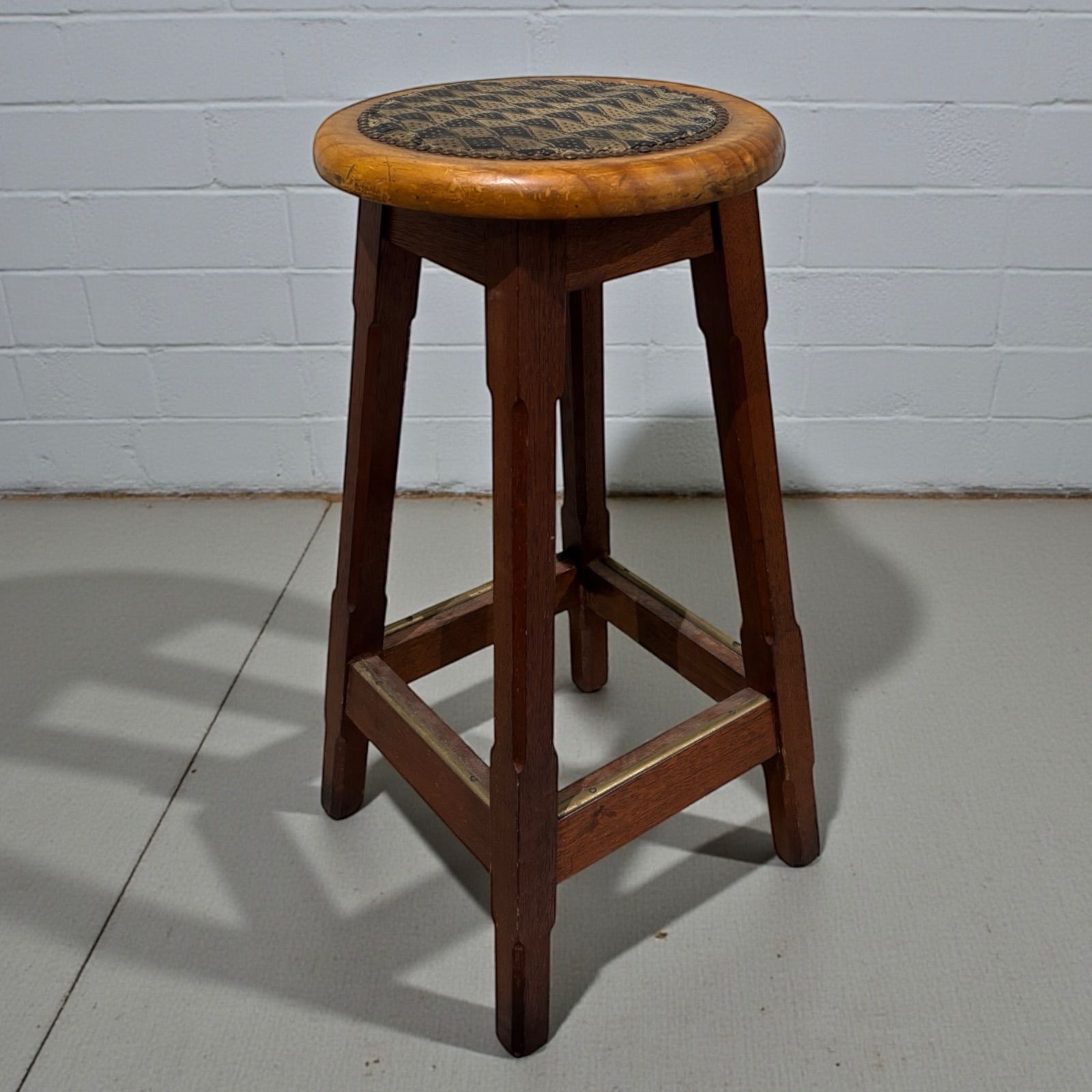 アンティーク 布座面 バースツール 什器 スツール 丸椅子 椅子 昭和