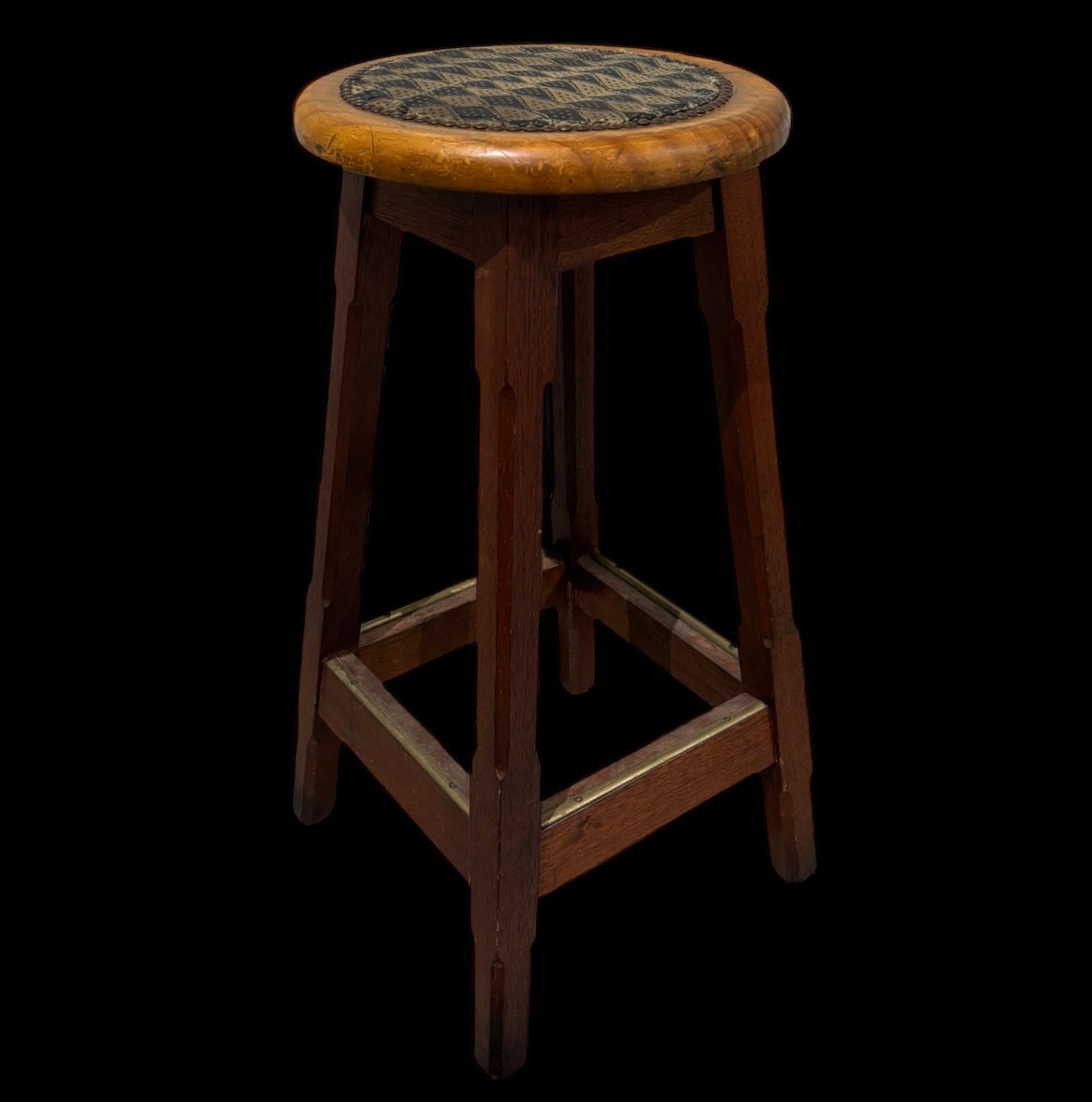 アンティーク 布座面 バースツール 什器 スツール 丸椅子 椅子 昭和