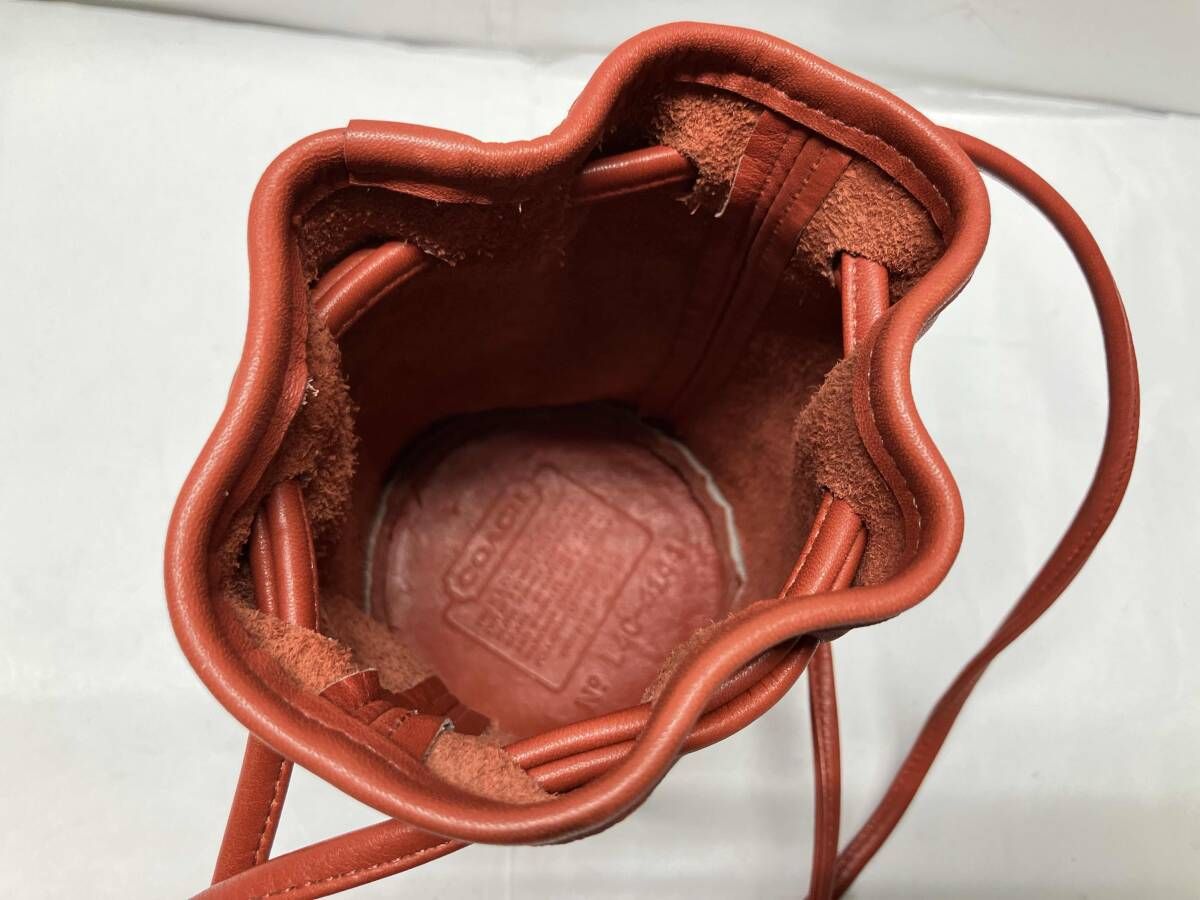 COACH コーチ 4144 ショルダーバッグ 巾着バッグ 赤系 オールドコーチ