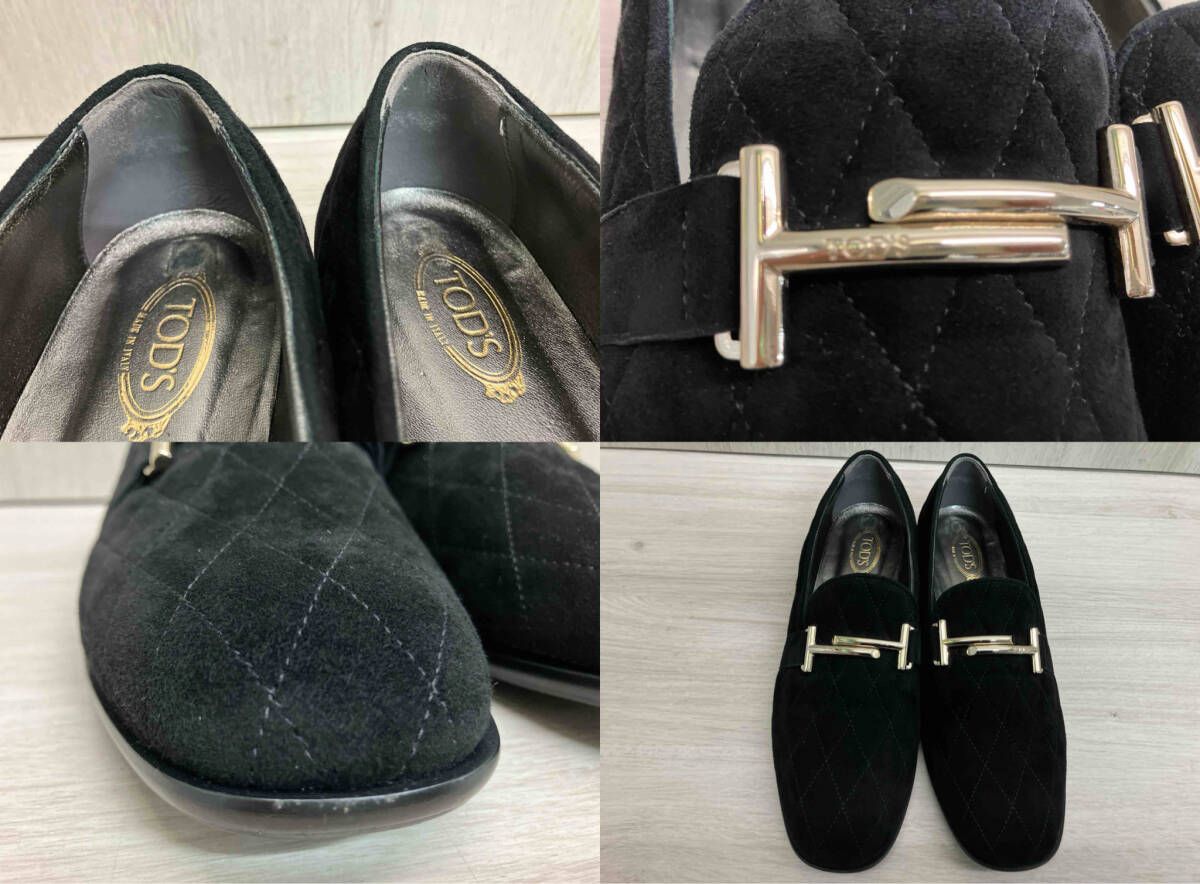 【美品】 TOD’S トッズ パンプス スエード ローファー ブラック TOD'S トッズ ローファー パンプス / スエードキルティング / サイズ38