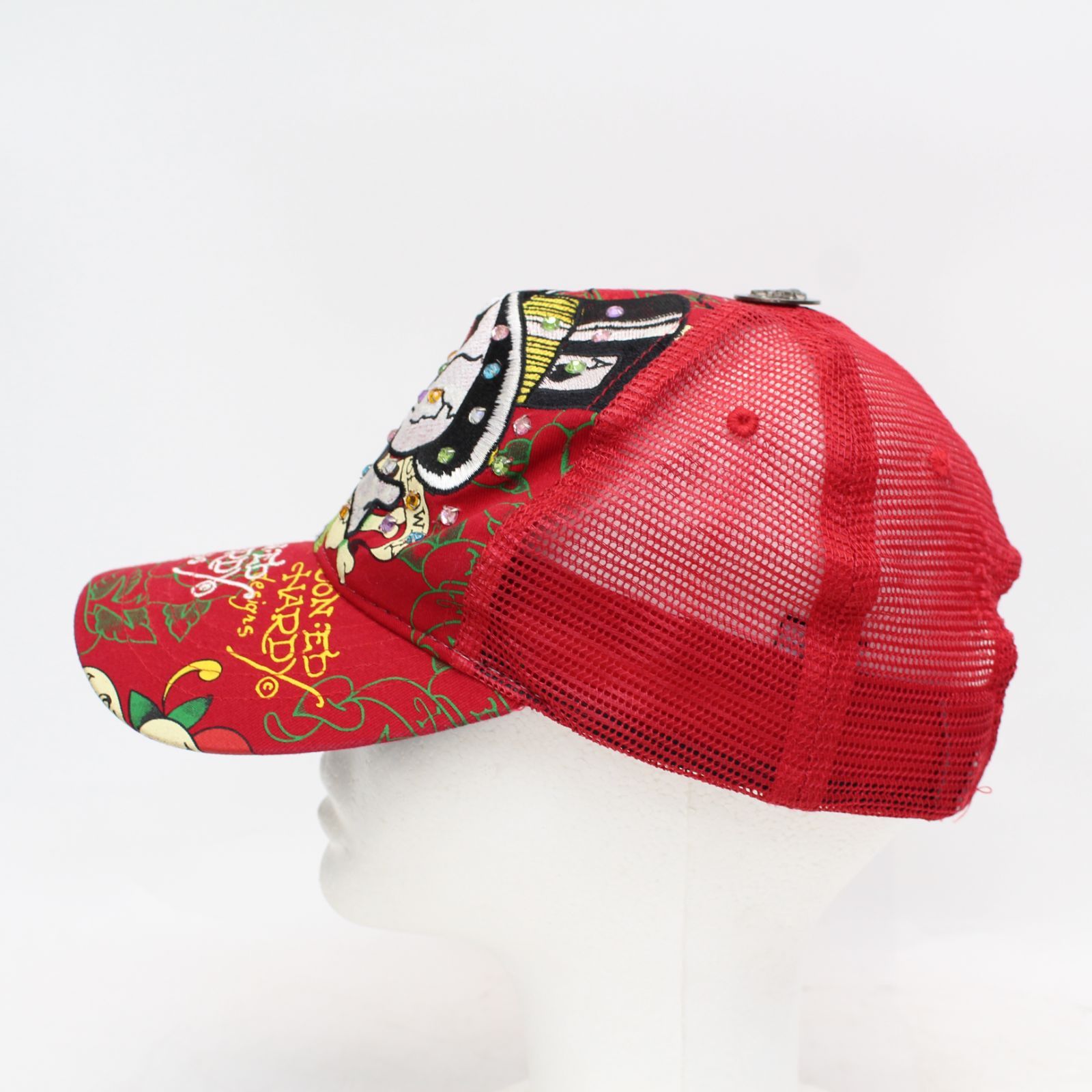 655)【美品】エドハーディー Ed Hardy スカルメッシュキャップ メンズ