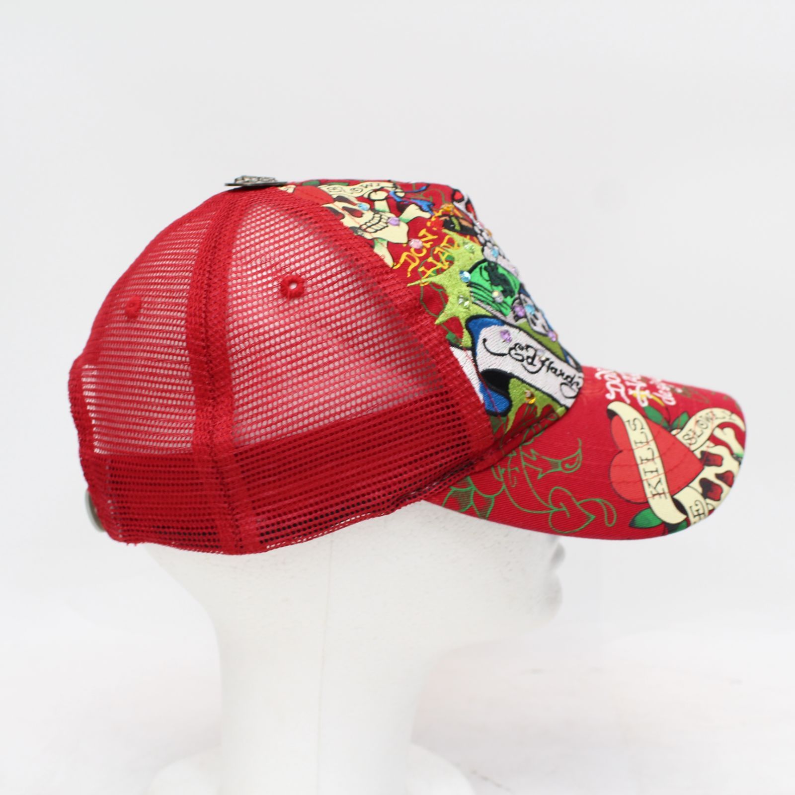 655)【美品】エドハーディー Ed Hardy スカルメッシュキャップ メンズ