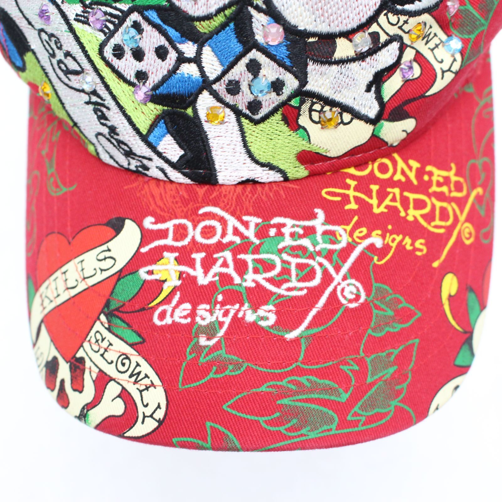 655)【美品】エドハーディー Ed Hardy スカルメッシュキャップ メンズ