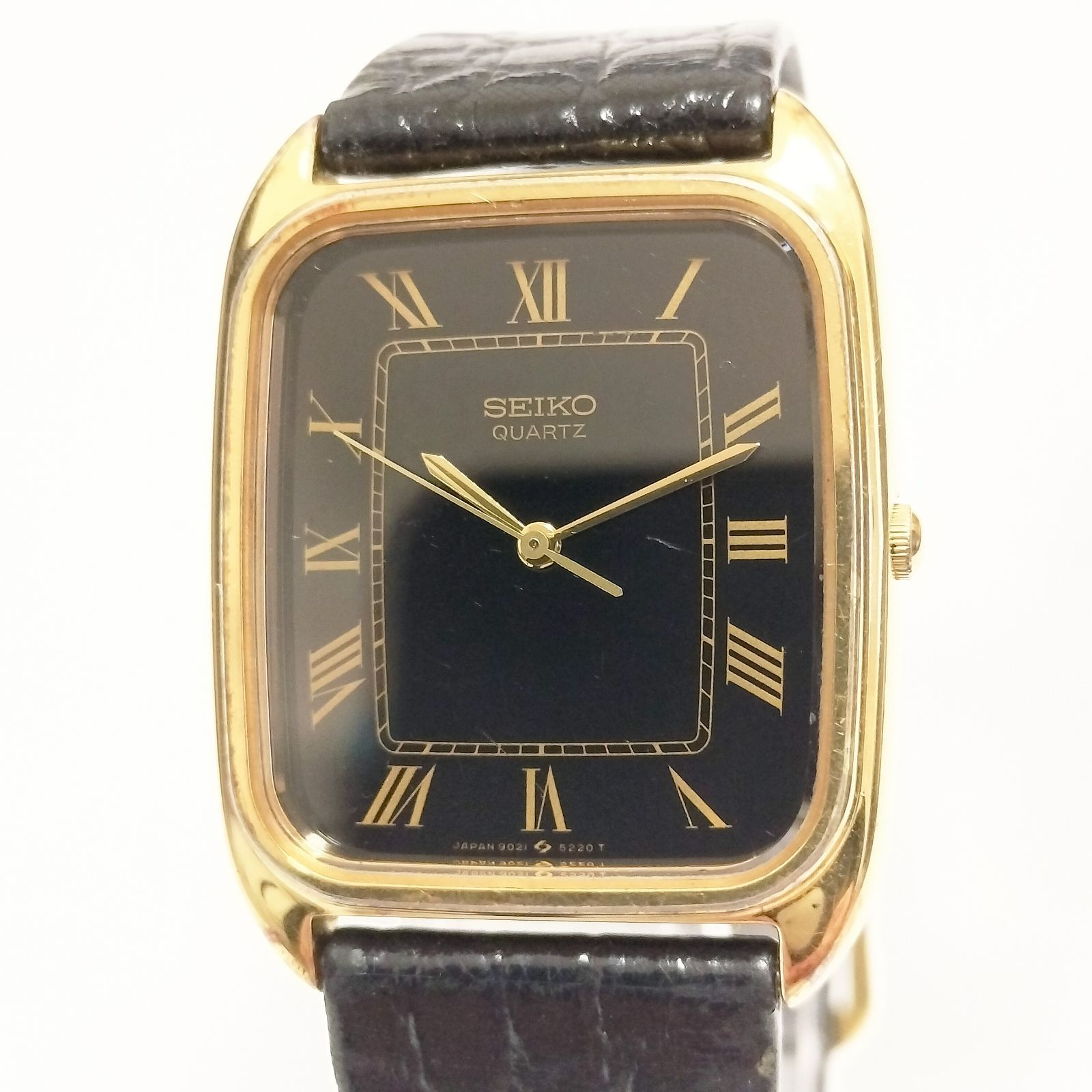 SEIKO メンズ腕時計 クォーツ レクタンギュラー ブラック文字盤
