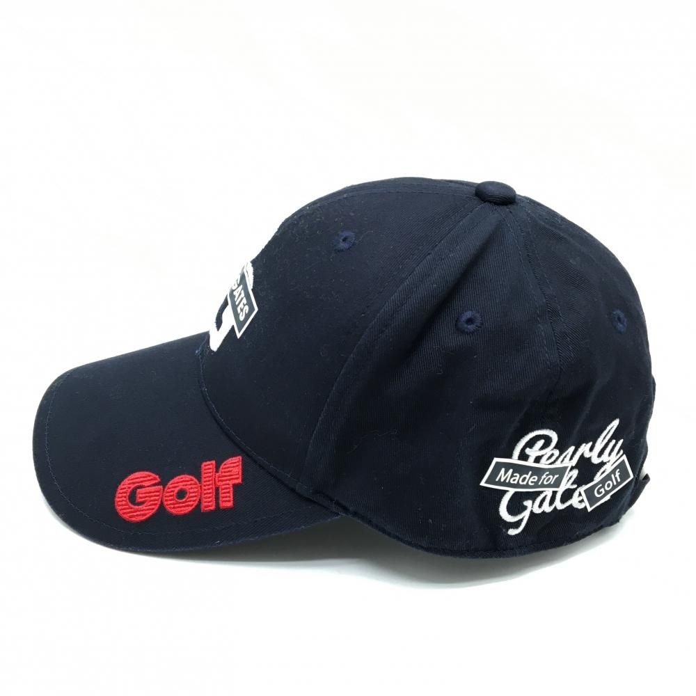 超美品】パーリーゲイツ キャップ ネイビー×白×レッド ロゴ刺しゅう FR