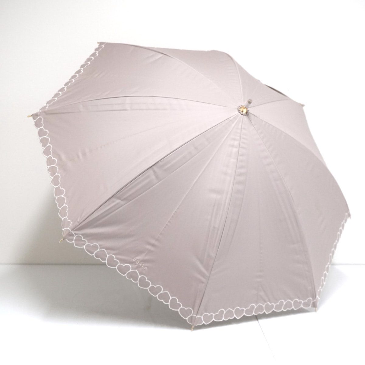 晴雨兼用日傘 FURLA フルラ USED美品 ハート刺繍 UV 遮光 レディース