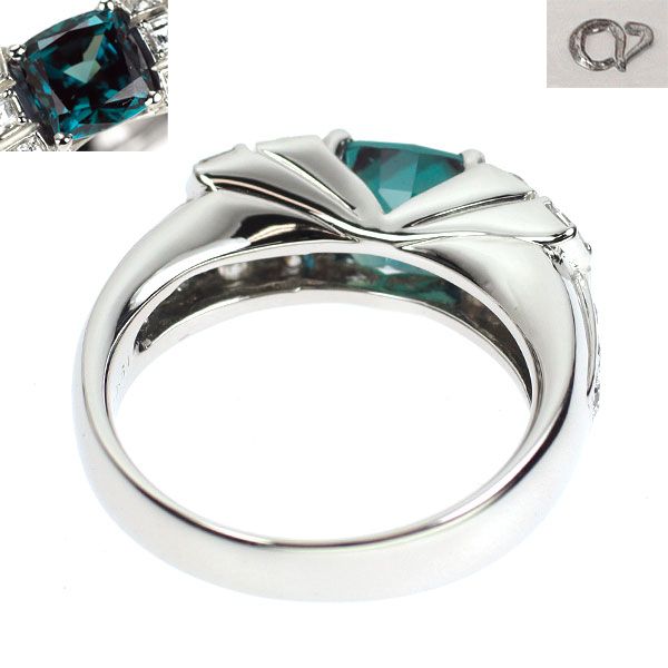 クレサンベール Pt950 再結晶 アレキサンドライト ダイヤモンド リング