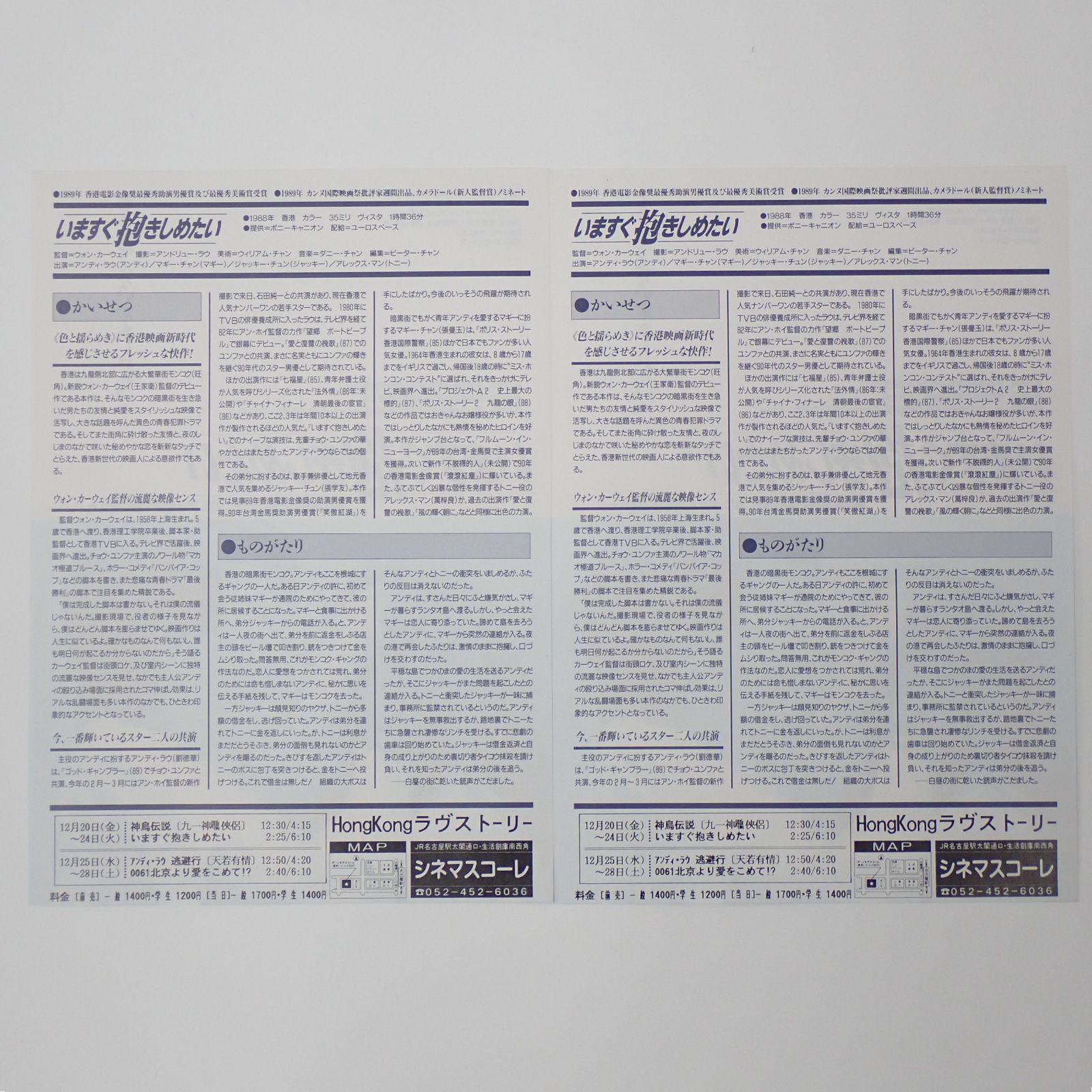 送料無料 いますぐ抱きしめたい ウォン・カーウェイ監督作品 アンディ