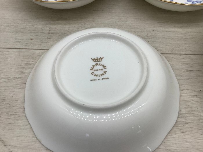 T3 ナルミ 皿 プレート ボーンチャイナ 金彩 ブルー系 5枚 直径約14.5