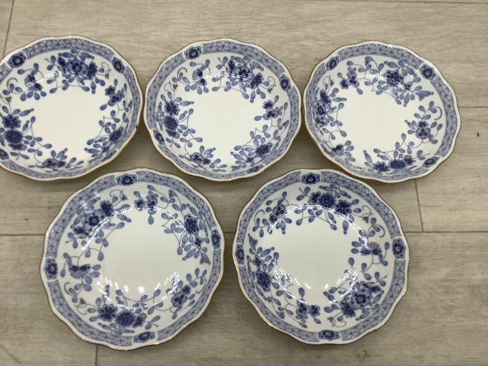 T3 ナルミ 皿 プレート ボーンチャイナ 金彩 ブルー系 5枚 直径約14.5