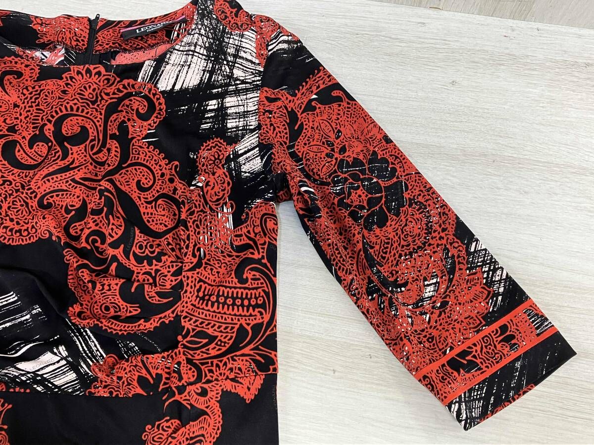 LEONARD レオナール 0190218 膝丈ワンピース 長袖ワンピース