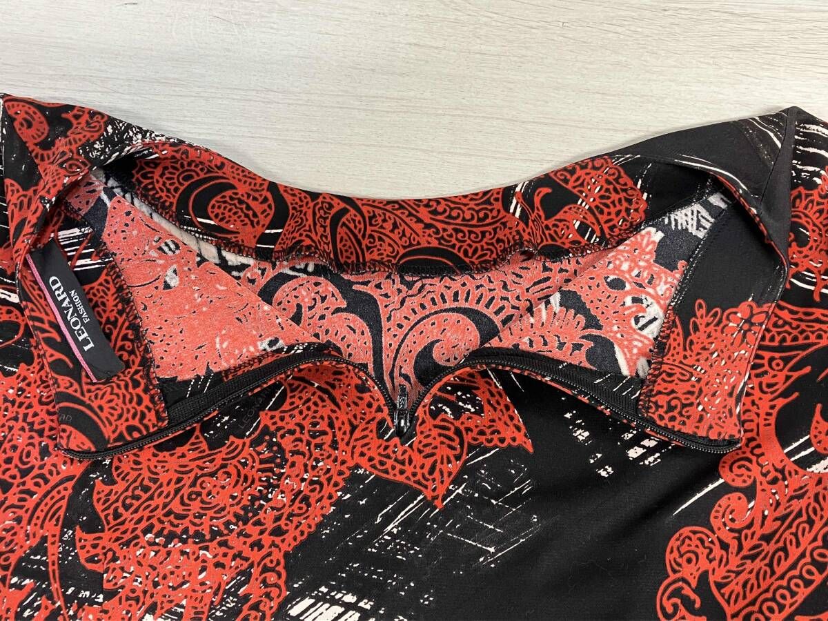 LEONARD レオナール 0190218 膝丈ワンピース 長袖ワンピース