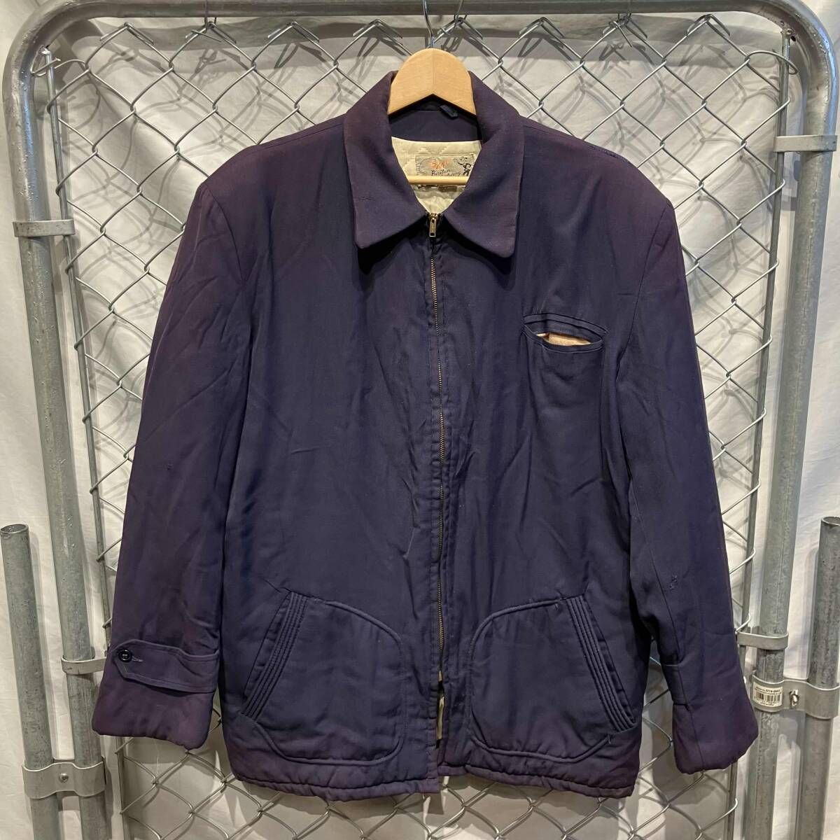 50s 60s PMC スポーツジャケット レーヨンギャバ ナス紺 サイズ40