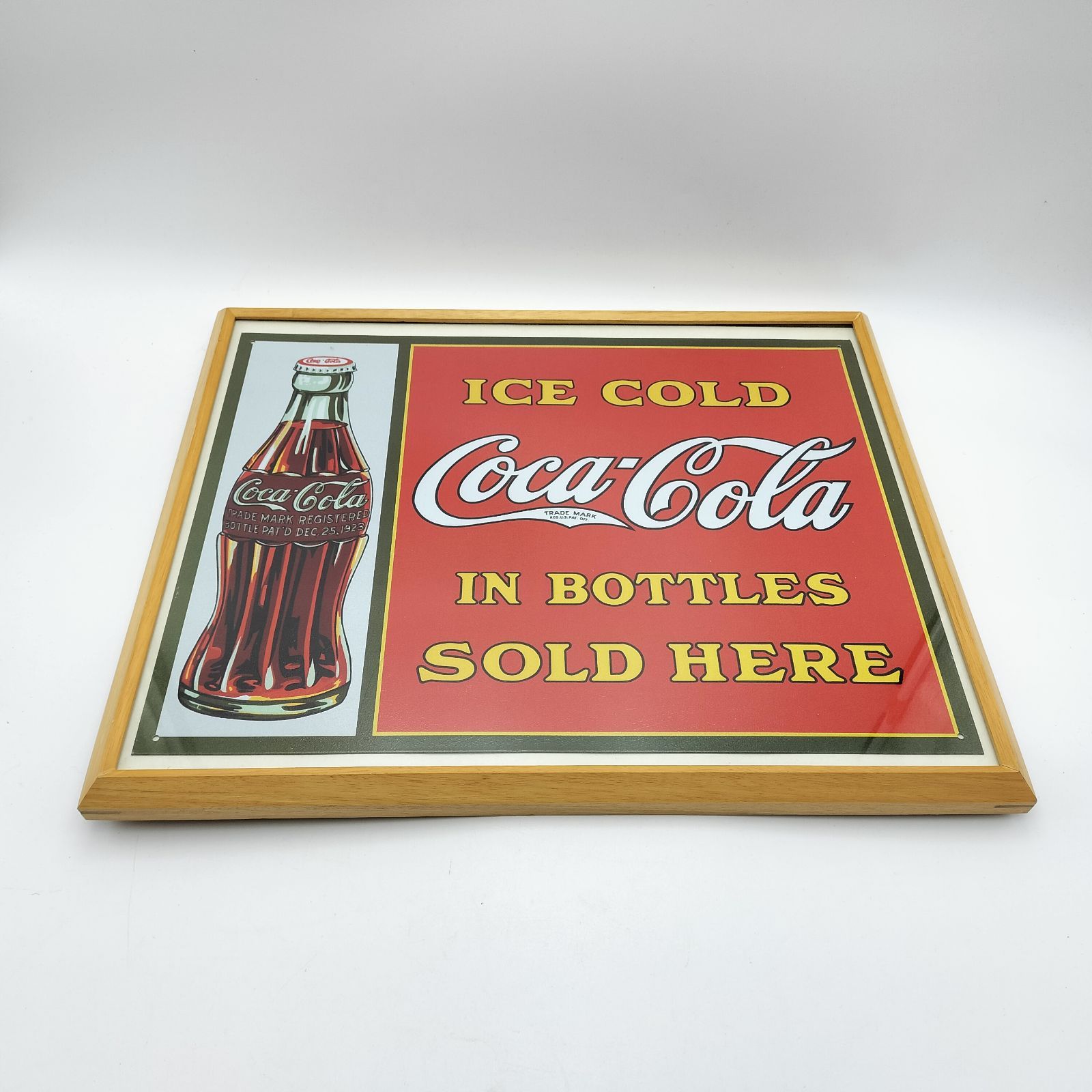 美品】コカ・コーラ ブリキ看板 木製額装 特大フレーム レトロコカ