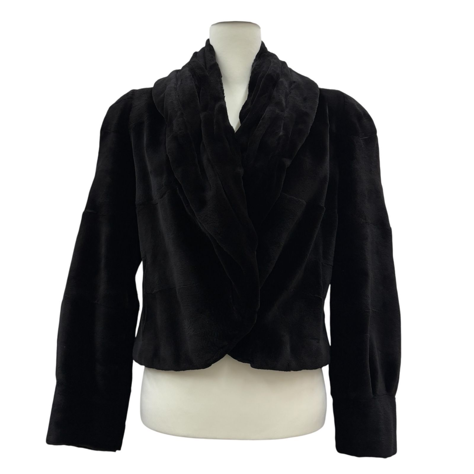 EMBA エンバ】ファーコート ショートジャケット ブラック 黒 - メルカリ